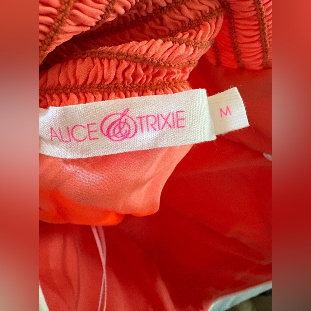 Alice & Trixie Coral Silk Strapless Fit & Flare Dress Size M | Made in NYC - Picture 5 of 6